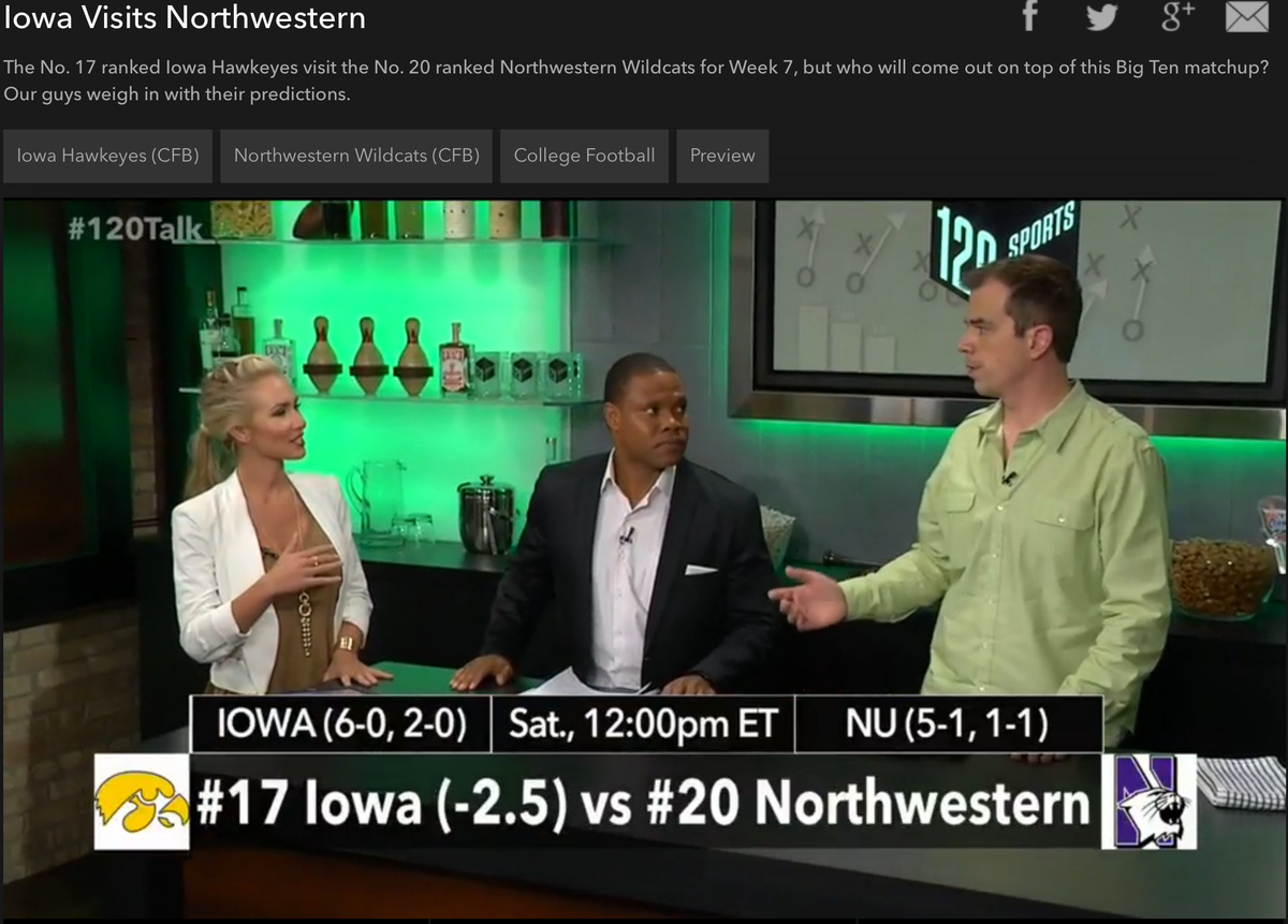 ChelseaGatesTV's tweet photo. #Hawkeyes visit #Northwestern tomorrow - Who comes out on top?

Preview: http://t.co/HT311HUMpM
@Eric_Edholm http://t.co/elDT9FQURE