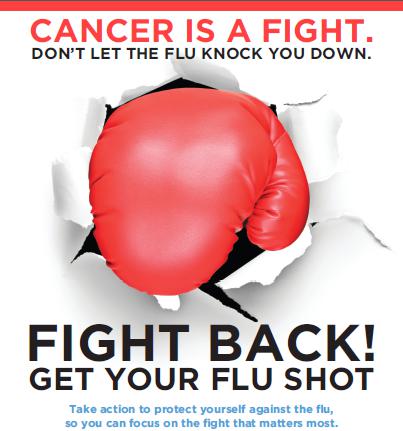 CDC_Cancer's tweet photo. Health care pros: This poster reminds #cancer patients to get flu shot! (PDF) http://t.co/t8wXsbHlKB #notimeforflu http://t.co/YgkKZb3hfH
