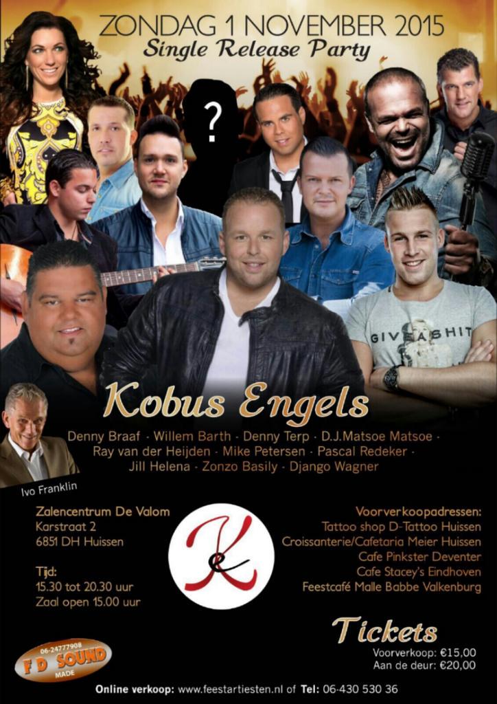 Zondag 1 november
Release party Kobus Engels