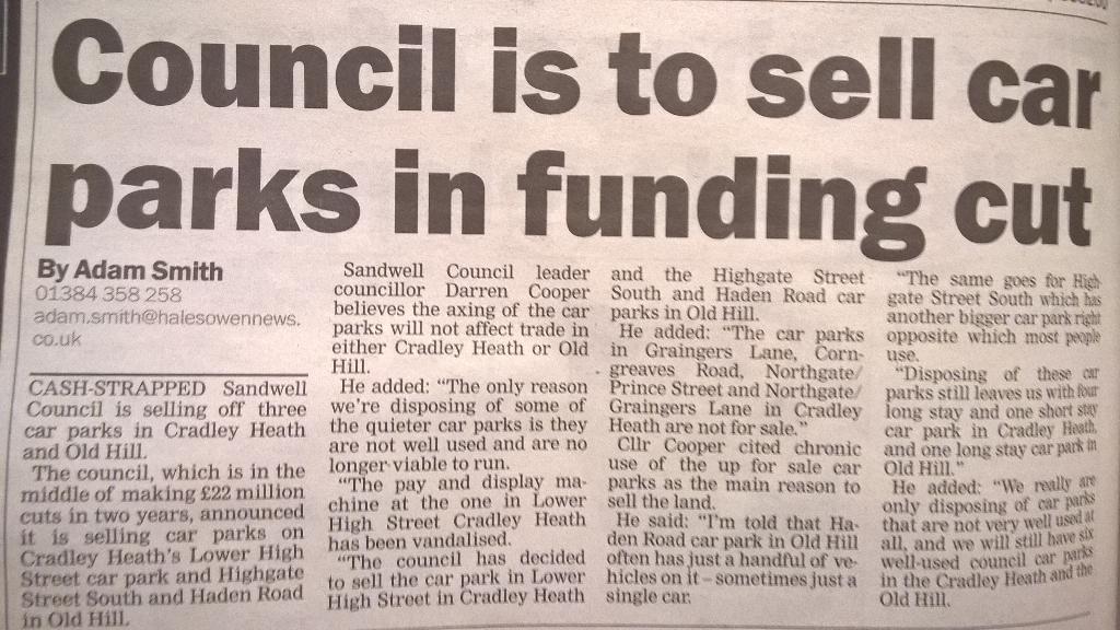 HadenCrossInn's tweet photo. Hey @sandwellleader Even more reason why private businesses should keep car parks! Or is that now the highways job? http://t.co/UR5DhVs4GC