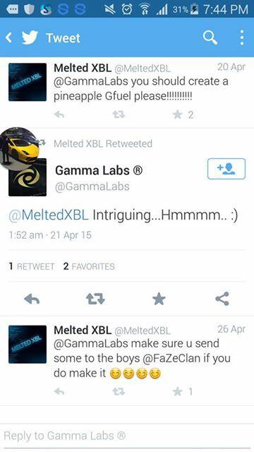 MeltedXBL's tweet photo. @GammaLabs thanks for the beautiful creation you have put upon us. Now I just need to get my hands on it. #Gfuel 😋 http://t.co/qPiwJt8d7w