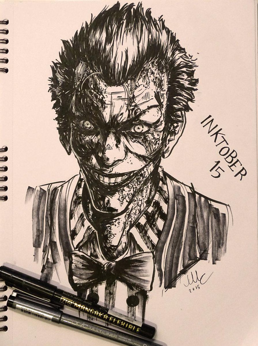 15th INKtober. The Joker from Batman: Arkham Knight. #ArkhamKnight #inktober #inktober2015