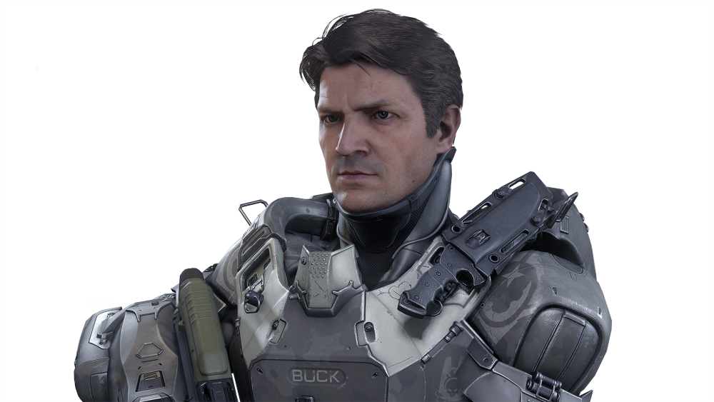 Halo's tweet image. Catch @NathanFillion and his slightly more handsome counterpart Buck on @JimmyKimmelLive: youtube.com/watch?v=D7M58u…