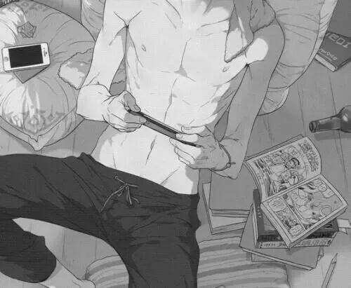 He sighs and sits down on his floor and plays his psp since his brother Yuki was off with his lover.