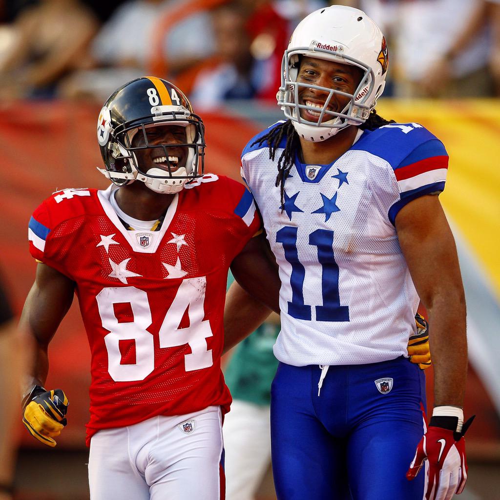 ٤٢. to Antonio Brown and Larry Fitzgerald at the 2012 Pro Bowl. 
