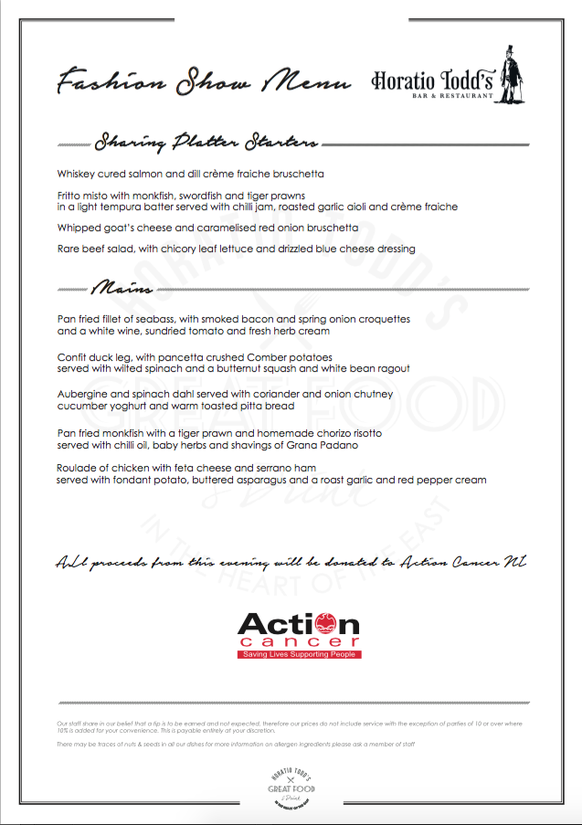 Limited spaces still available for tomorrow evenings fashion dinner &amp; show tickets. Call 02890 653090 to book :)