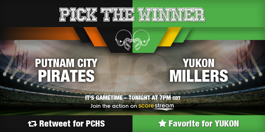 Who wins??
Retweet for Putnam City (<a href="/PutnamCityHigh/">Putnam City High</a>)
Favorite for Yukon
Get the app ⏩ scorestream.com/app?rId=twg