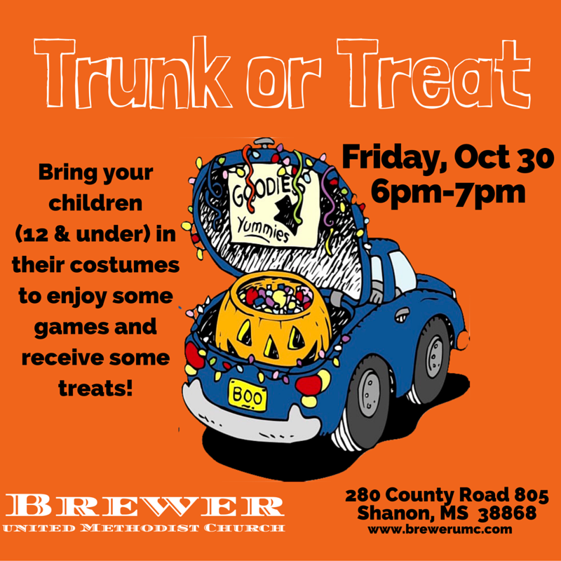Have children under 12?  Join us for a Trunk or Treat event on October 30 from 6pm-7pm.