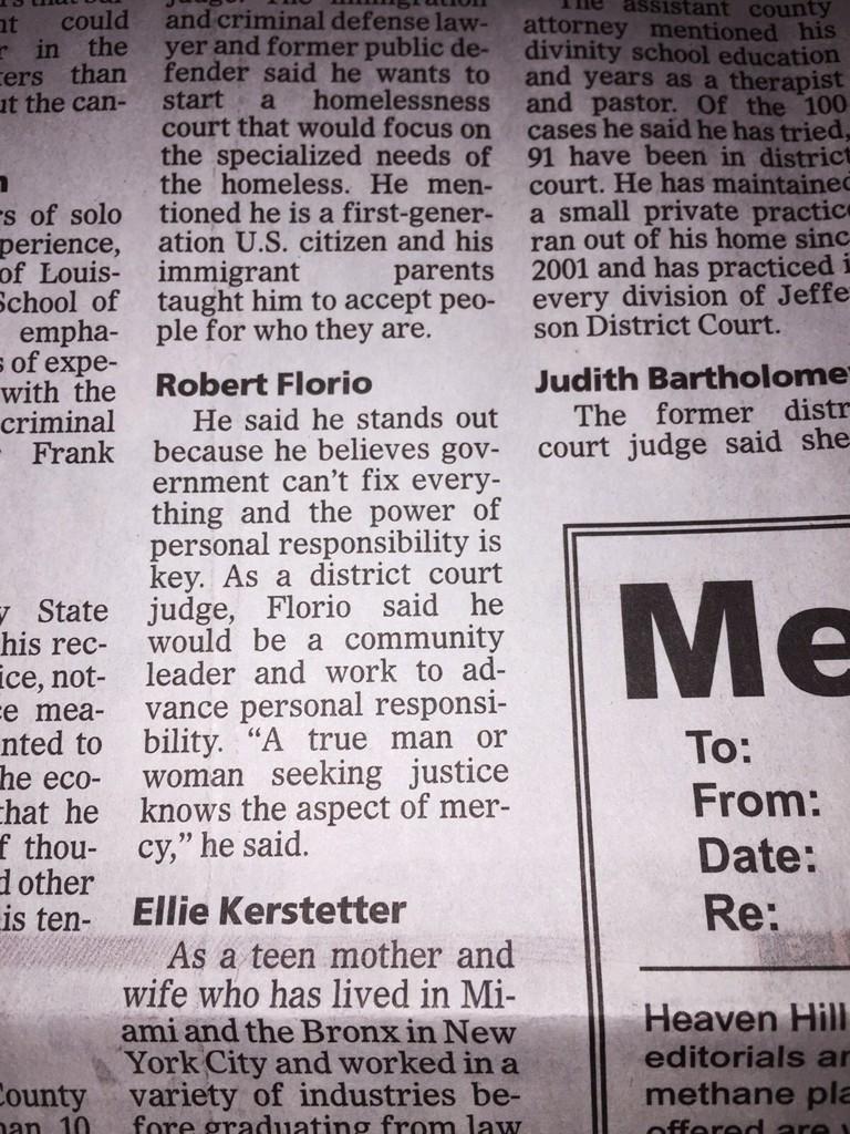 florioforjudge's tweet image. Personal responsibility! Vote Florio!