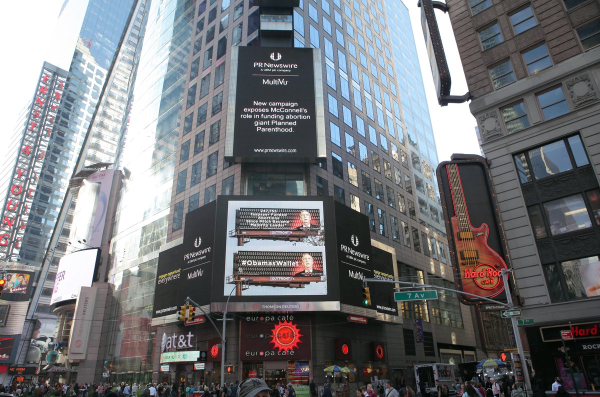 personhoodusa's tweet photo. The movement is growing #obamaswallet Billboards seen in times square @SenateMajLdr #DefundPP http://t.co/xTX328vzDw