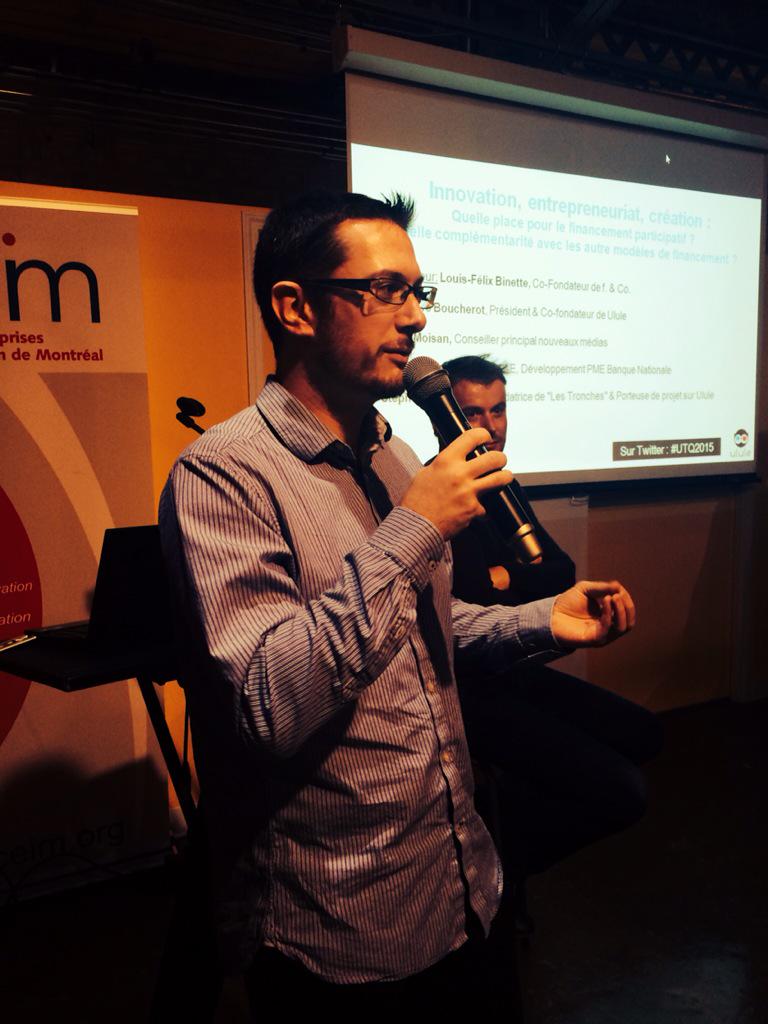 ululeCA's tweet photo. "Ce que j'aime voir sur ulule, ce sont des projets assez fous..." @SamRasetti #UTQ2015 #Montreal http://t.co/1yeWzvt06w