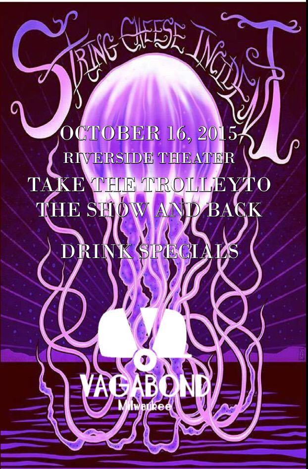 Vagabondmke's tweet photo. Going to String Cheese tomorrow?Ride our trolley to&amp;from the show! #StringCheeseIncident @PabstTheater @SCI_Official http://t.co/PJ11gdhRr5