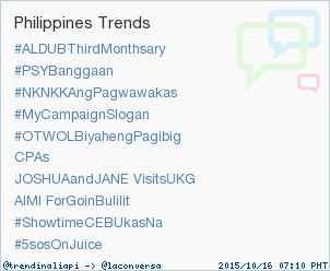 trendinaliaPI's tweet photo. Trend Alert: 'JOSHUAandJANE VisitsUKG'. More trends at http://t.co/dRwxiUtCOV #trndnl http://t.co/Sj4z7geszM