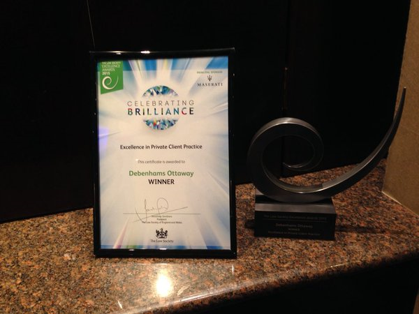 We did it! Winners of the <a href="/TheLawSociety/">The Law Society</a> Excellence in #PrivateClient Award 2015 #lawsocawards