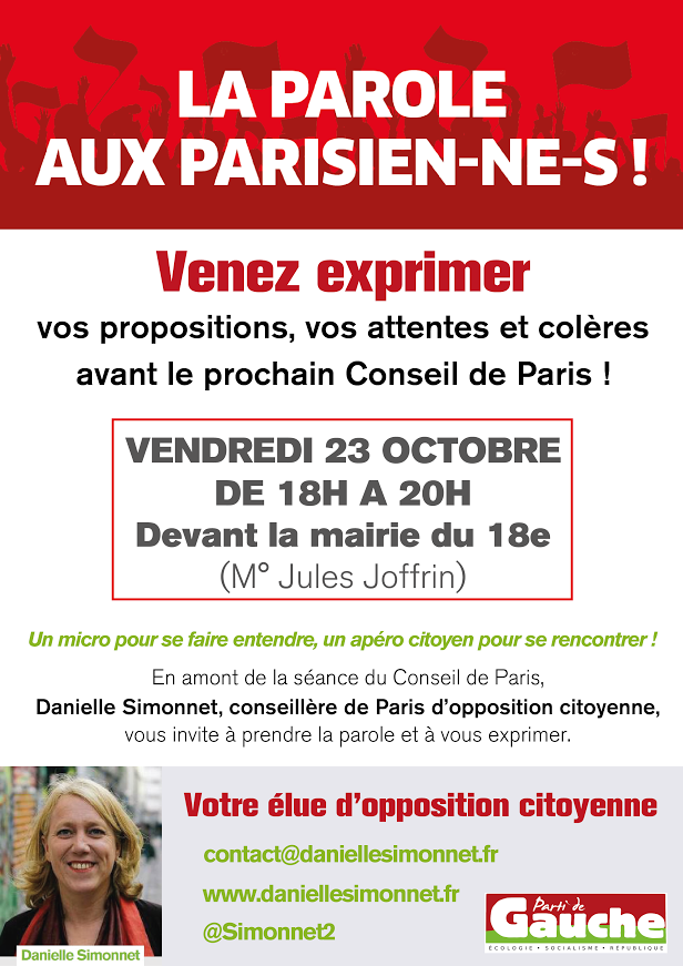 PgParis18's tweet photo. Ce soir, de 18h à 20h à Jules Joffrin, venez rencontrer @Simonnet2 lors d'un apéro citoyen !
#laparoleauxparisiens https://t.co/TcumcHxwOt