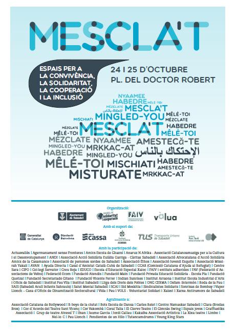 Ja tenim aquí #MESCLAT15 la festa dels valors! Un cap de setmana x gaudir la diversitat, sense prejudicis #Sabadell