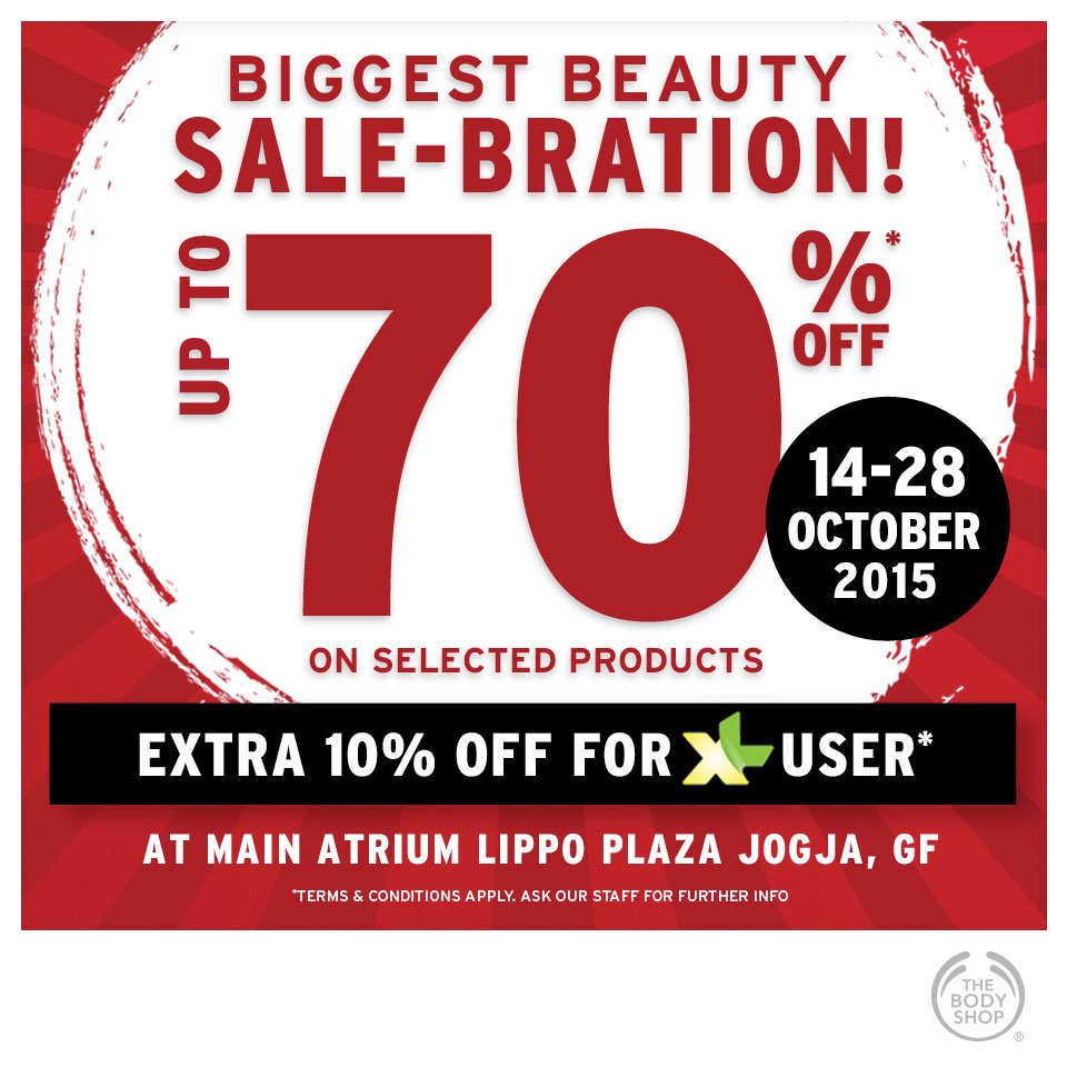 thebodyshopindo's tweet photo. #Jogjakarta! Enjoy the biggest beauty SALE-bration with The Body Shop :) See you at @LippoPlazaJogja :) https://t.co/FJZyEC8f1v