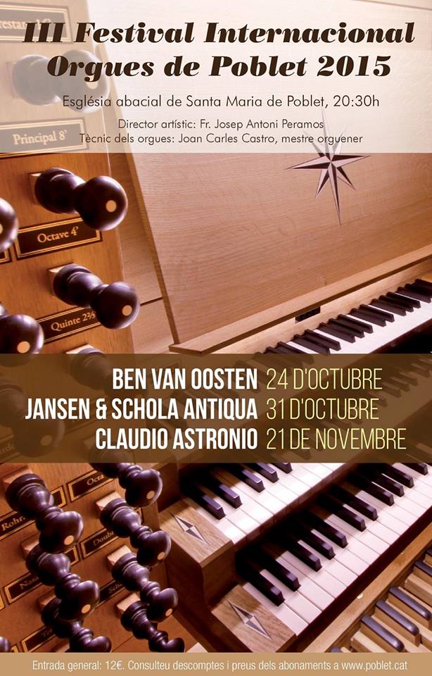 I demà.... primer #concert d'orgue al @MonestirPoblet !! + info: poblet.cat
