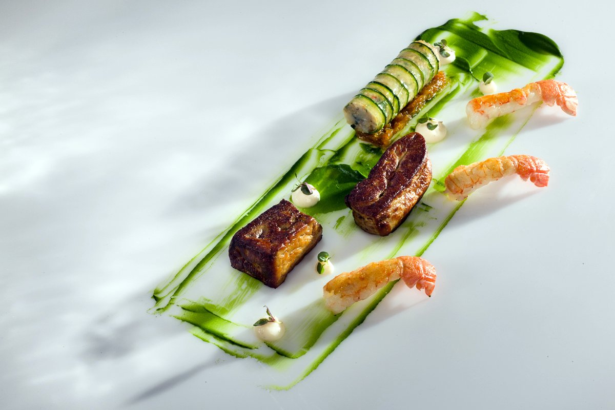 Gänsestopfleber - Kaisergranat - Chicorée karamellisierten in orange - Zucchini Cannelloni mit Hummerfleisch