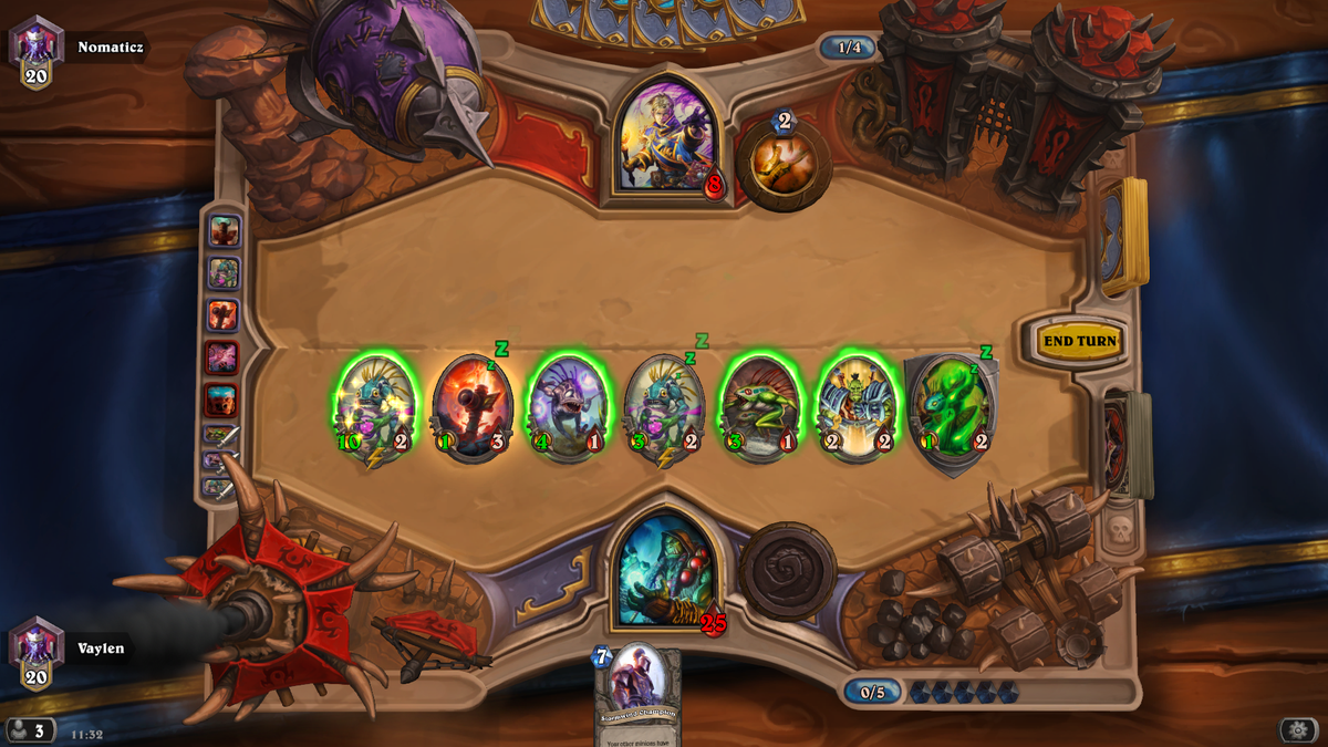 VaylenEU's tweet photo. Turn 5 Murloc's be hungry! @Hearthpwn @PlayHearthstone #HS https://t.co/PFx4n32fbX
