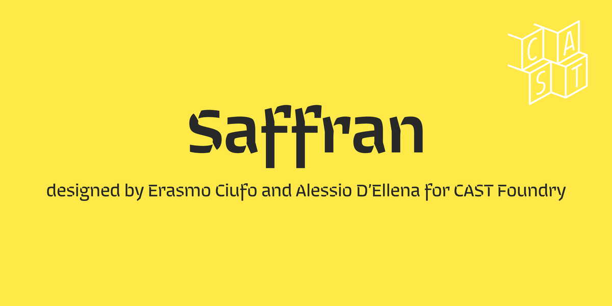 castfoundry's tweet photo. Welcome to SAFFRAN by Erasmo Ciufo + Alessio D'Ellena @thelettergram @Hellotype #castfoundry https://t.co/5Cj0M04QvF https://t.co/E48IrB2Na7