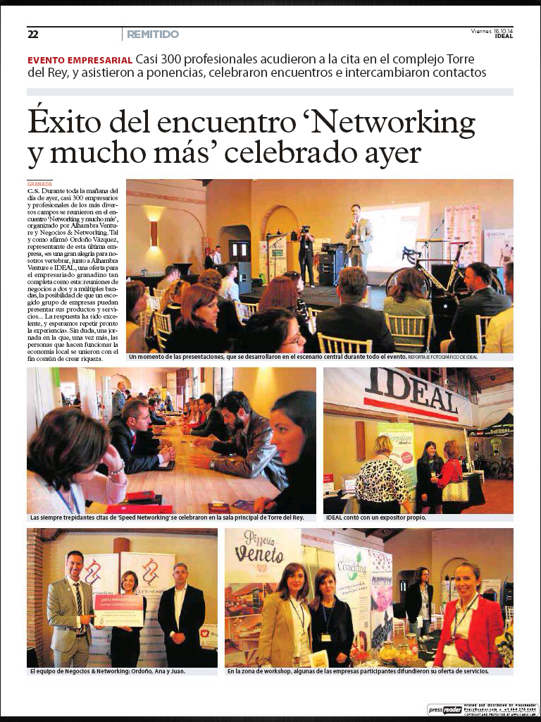 nyngranada's tweet photo. Hoy aparece en @ideal_granada una crónica del evento de ayer.
#NetworkingYMuchoMás #Negocios #Granada #Empresas http://t.co/y63cZ1vWR0