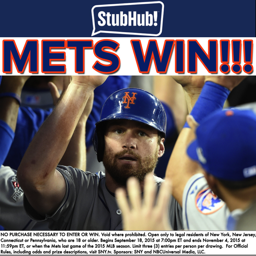 SNYtv's tweet photo. METS WIN!!!!

RETWEET THIS for a chance to WIN a $250 @StubHub Gift Card! #SNYSweepstakes http://t.co/2oDKbZ3o5J