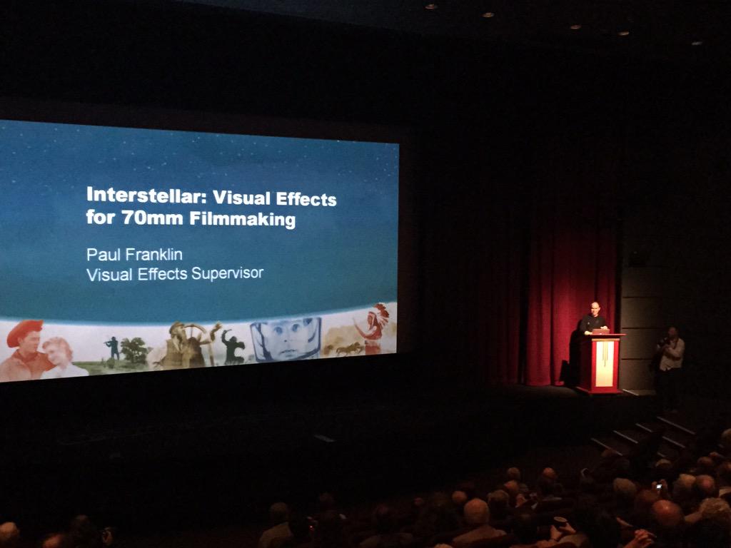 WidescreenWknd's tweet photo. Absolutely packed for Oscar winning @pauljfranklin's Visual Effects talk #WSW15 http://t.co/6IYoV7FN3H