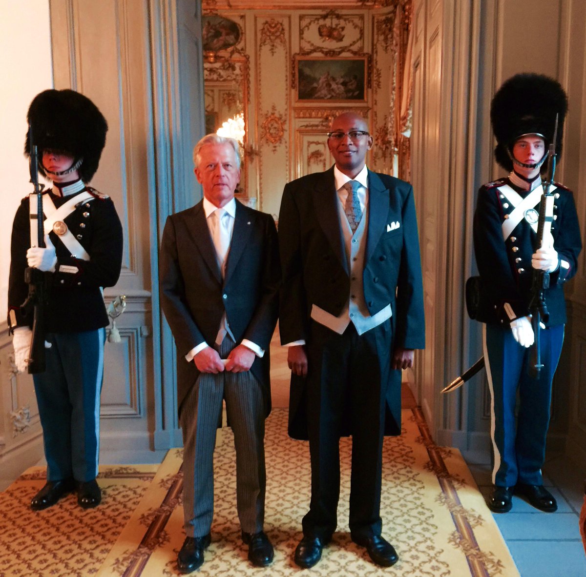 With the #Lord #Chamberlain, after presenting my #LettersofCredence to Her Majesty Queen Margrethe II of #Denmark.