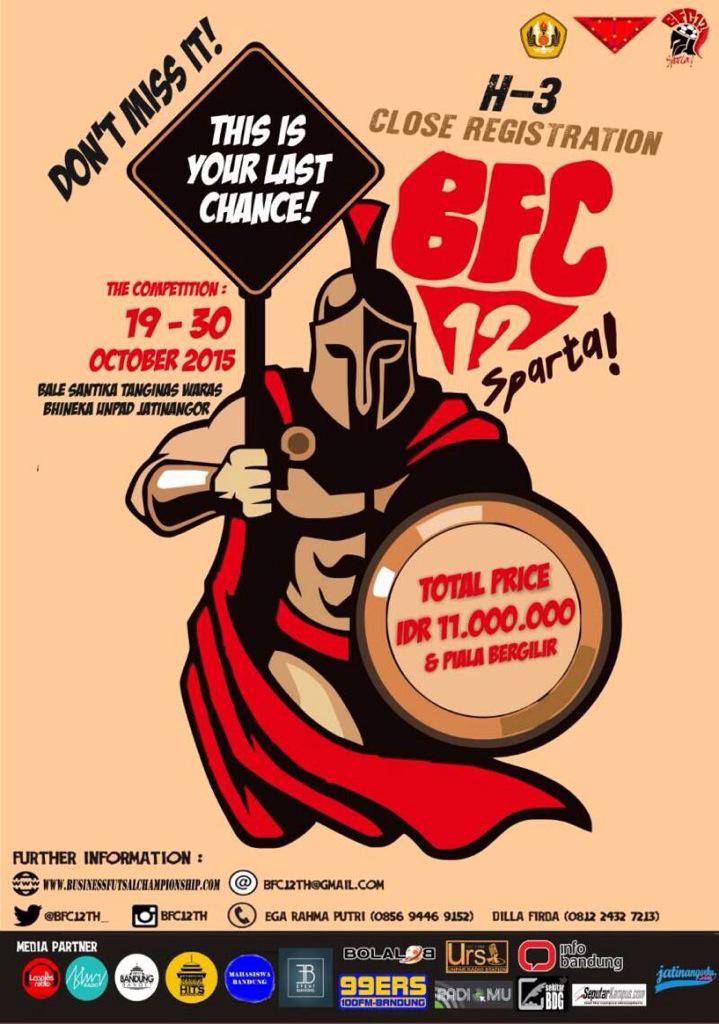 H-3 Turnament futsal BFC UNPAD. Datang dukung dan saksikan kami yes. Doakan kita semoga selalu siberikan kemenangan.