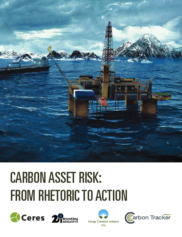 CarbonBubble's tweet photo. New report by @CeresNews @2degreesinvest CTI, ETA: Carbon Asset Risk.From rhetoric to action http://t.co/McmuZZ2Jjp http://t.co/UubDGIoKMj