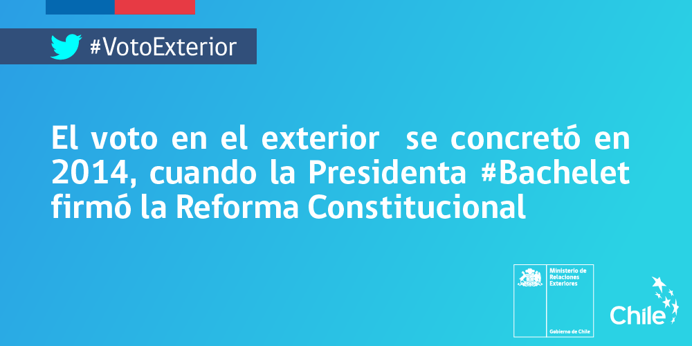 Tu participación es importante y el #VotoExterior es un derecho universal chilesomostodos.gov.cl #Chilesomostodos