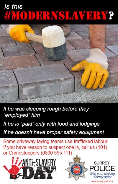 'ere mate - you want your driveway done on the cheap? I got some leftover tarmac... #ModernSlavery #AntiSlaveryDay