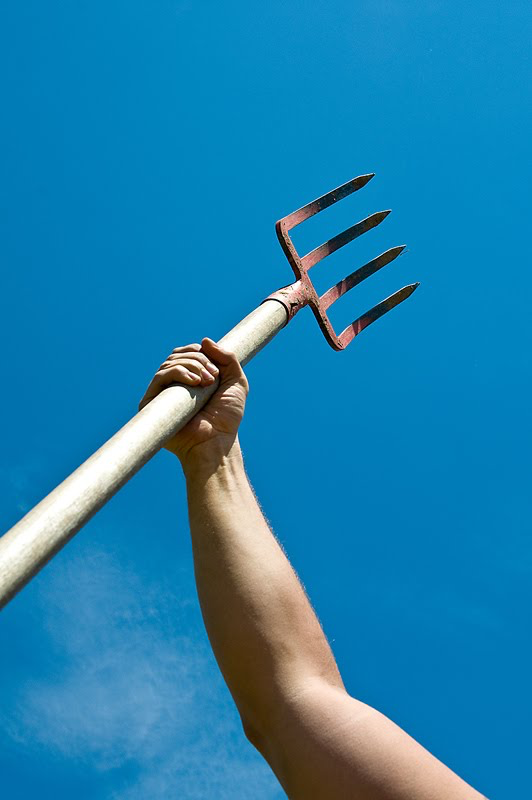 художник перл фраш. люди с вилами. девочк4 на фоне сенав белом платье. девушка с вилами. вилы герл.