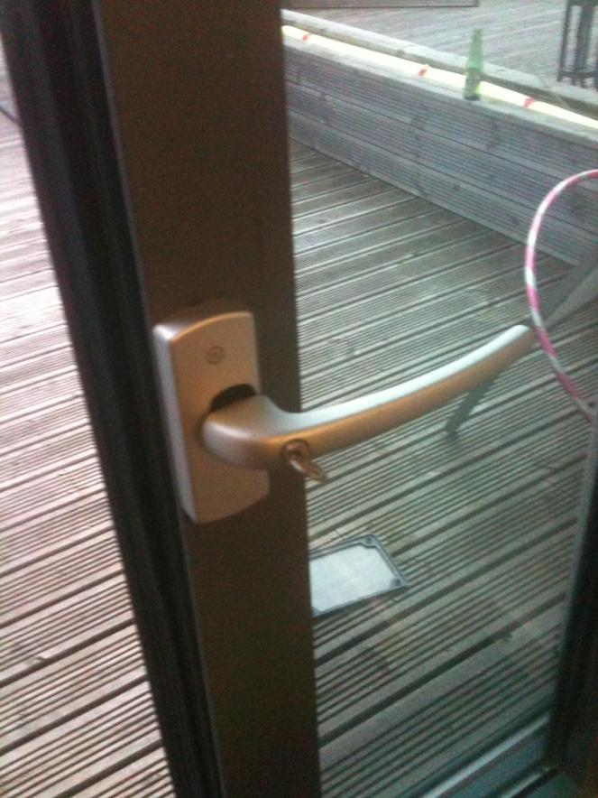 secureze's tweet image. A customer lost her balcony door key, not a problem I made a new key to the lock in situ, saving her a small fortune