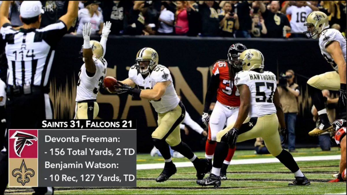 ChelseaGatesTV's tweet photo. ICYMI: #Saints hand #Falcons 1st loss of season 

Recap here: http://t.co/zzespn5LJ9 http://t.co/Rwri685d60