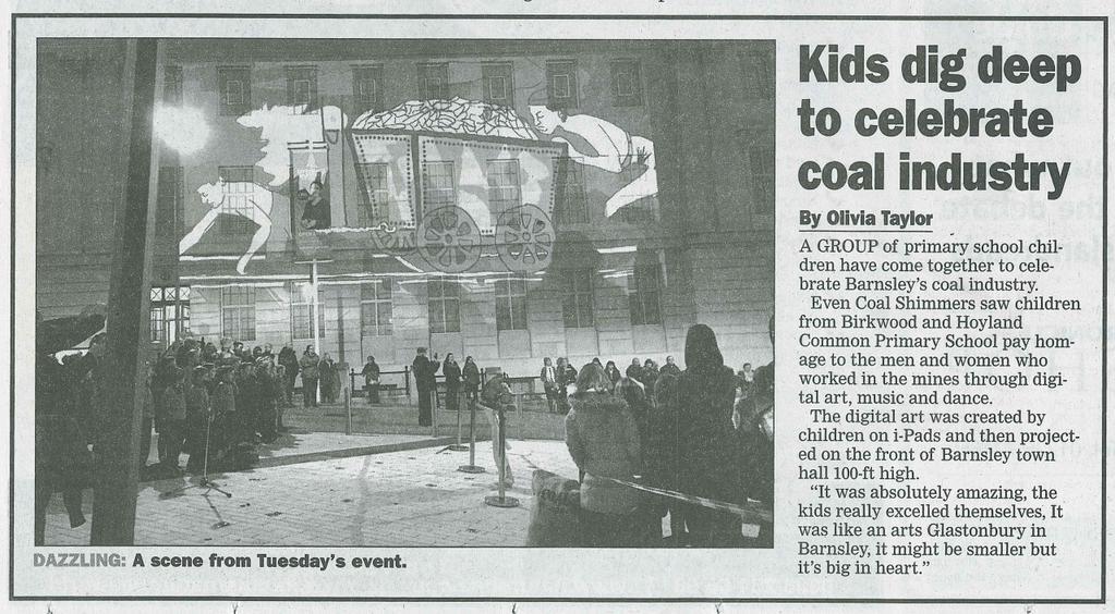 ThinkCreateMove's tweet image. Great photo in @ChronOnline today &amp;amp; little editorial about #evencoalshimmersatnight @Barnsley_UK @JASONWILSHERMIL