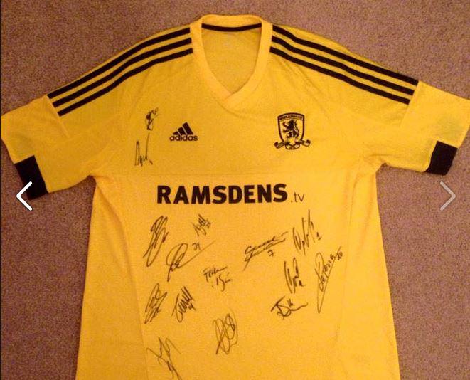 Last call to #Boro fans fancying a signed away shirt donated by <a href="/Boro/">Middlesbrough FC</a> in aid of <a href="/FoccNews/">FOCC Northallerton</a> - auctionofpromises.com/lotread.aspx?l…