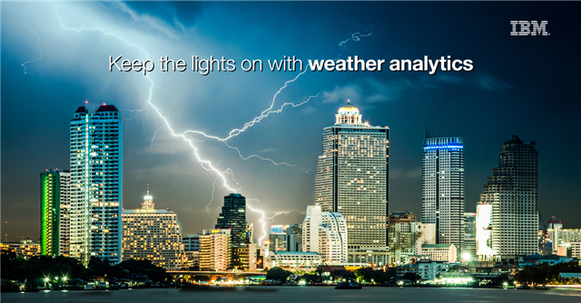 IBMData's tweet image. #WeatherAnalytics help forecast, prevent and mitigate outages #Insight4All #WeatherData bit.ly/1GhPWdY