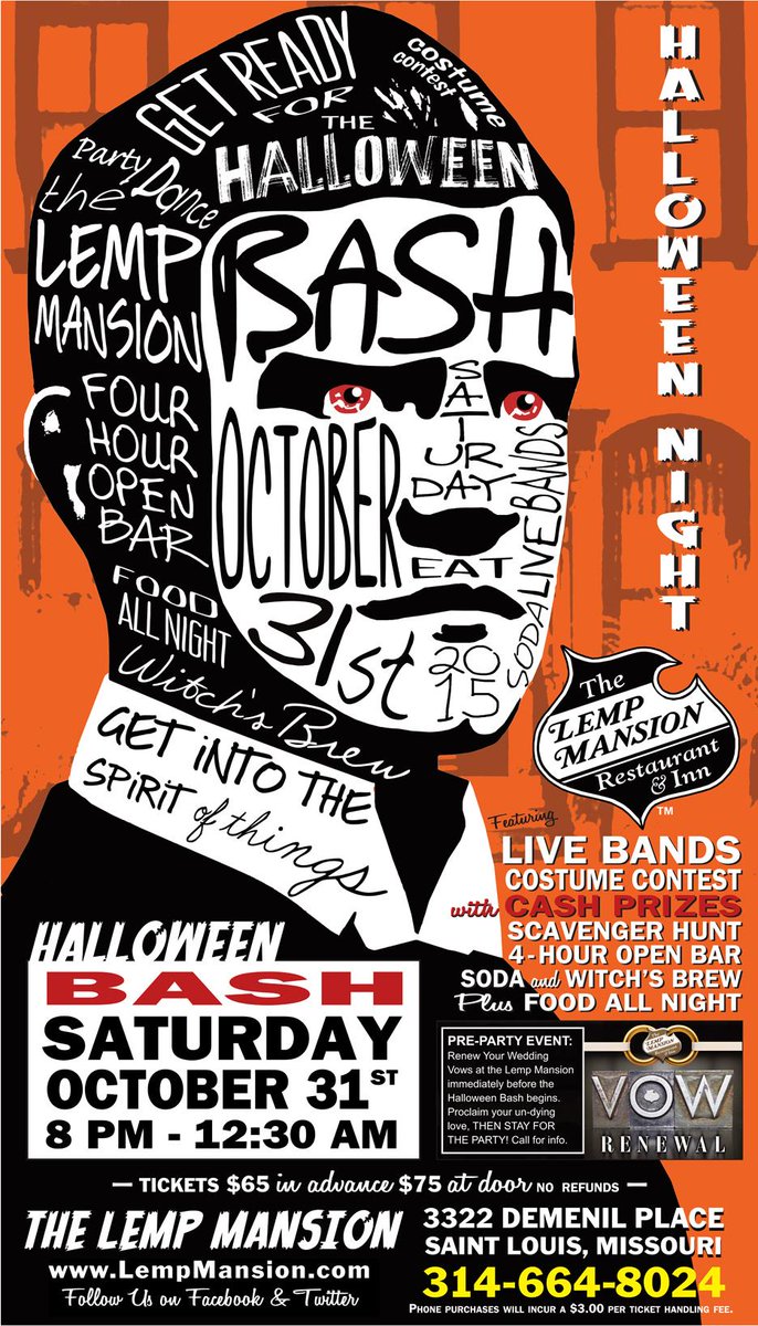 TheLempMansion's tweet photo. ARE YOU READY? #BASH on #HALLOWEEN!! #4HOUROPENBAR #3BANDS #SCAVENGERHUNT #COSTUMECONTEST #CASHPRIZES #FOODALLNIGHT http://t.co/cI7vesWvHo