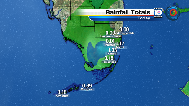 So far today, rain has been measured mainly from Miami-Dade county to the Keys. http://t.co/CEYcSaUGHJ