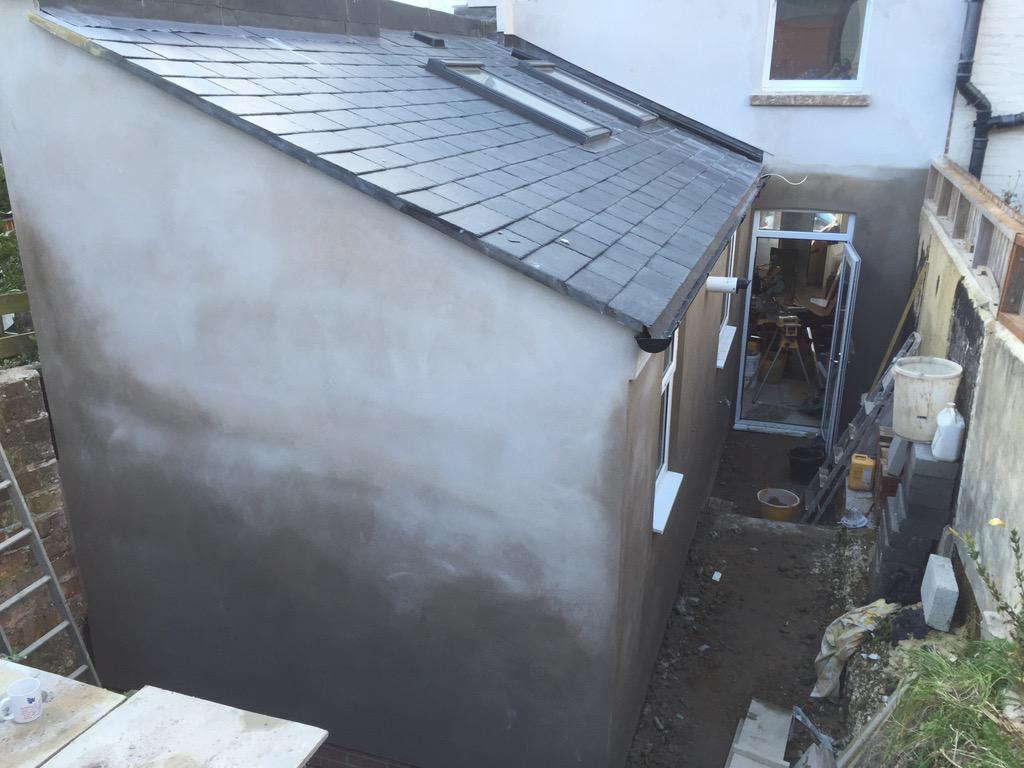 PoshPlastering's tweet photo. Rendering at Nesbit road, Brighton. http://t.co/WjngvqskM6