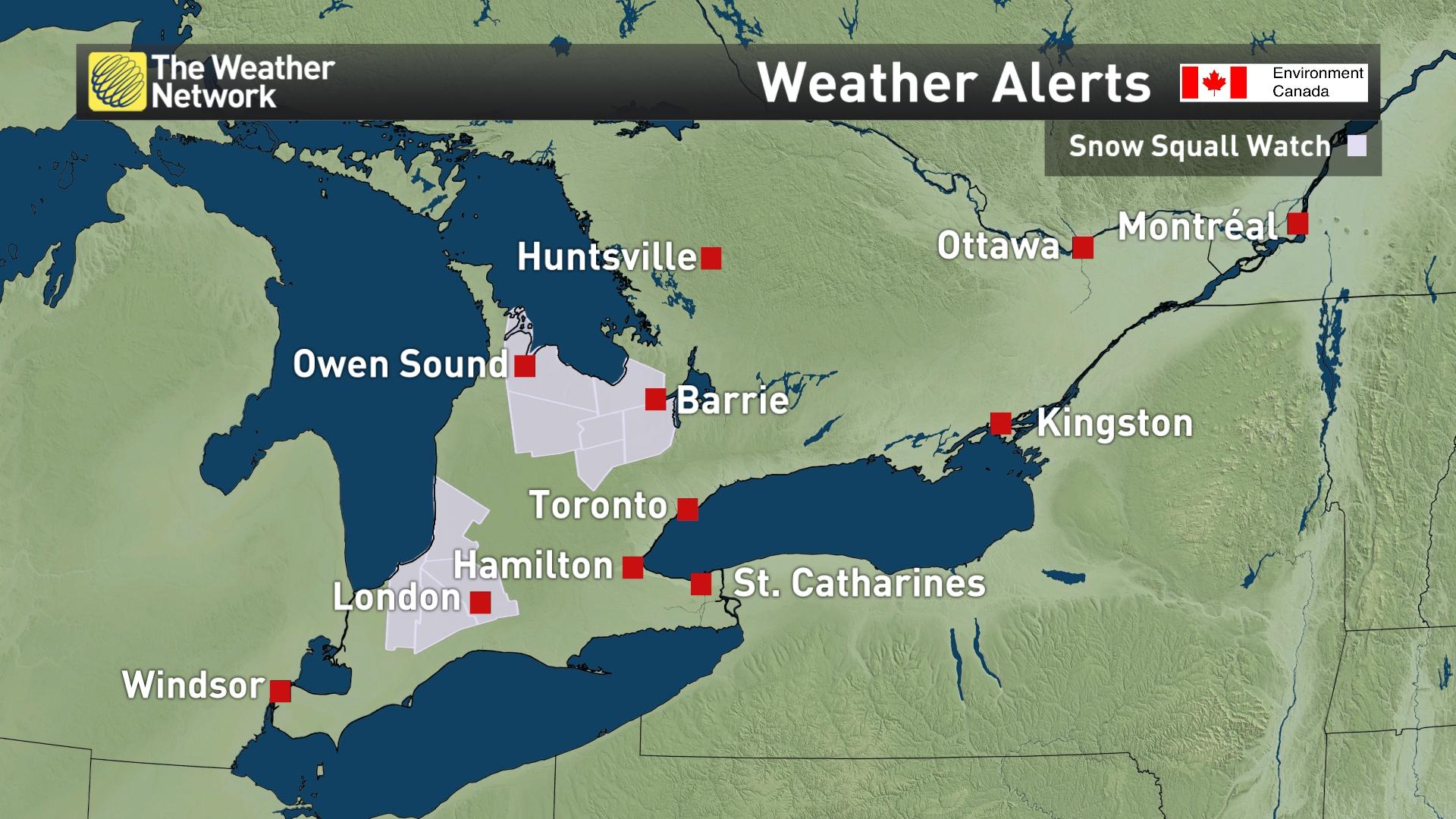 The Weather Network on Twitter "Snow Squall Watches in place for