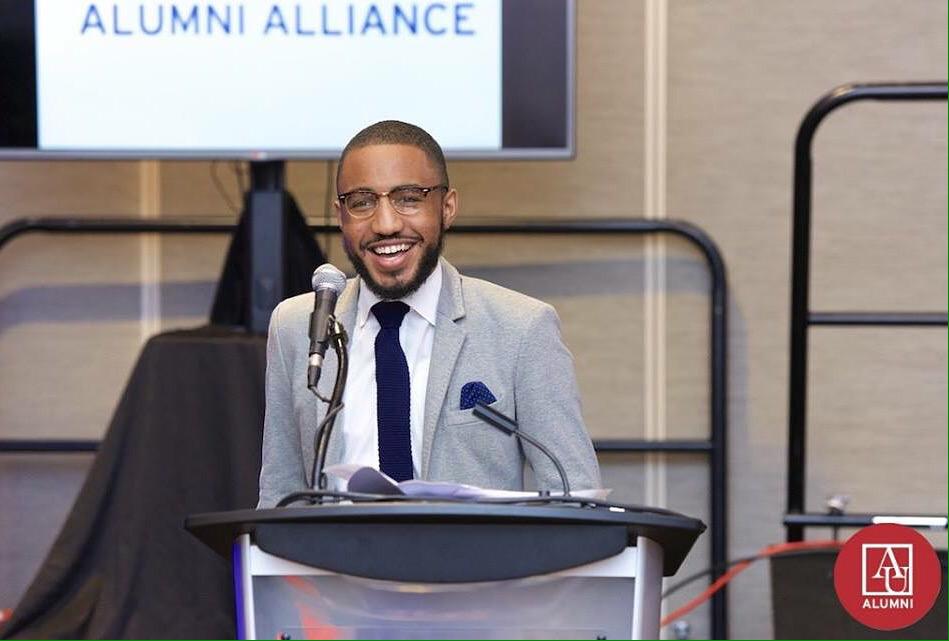 OpptyatWork's tweet image. Congratulations to our team member, @deontjones, on receiving 2015 Alumni Award from @AmericanU during #CBCFALC15.