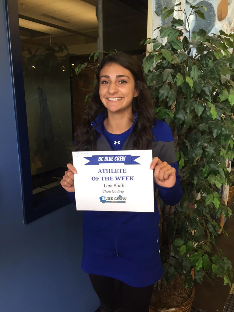BC_BlueCrew's tweet photo. Our athletes of the week, @lexi_shah for @Lancers_BCcheer 🎉 and Joey Schindler for @BoysBCXC 🏃🏼💨! Congrats! #ONETEAM http://t.co/maoKUBsg9t