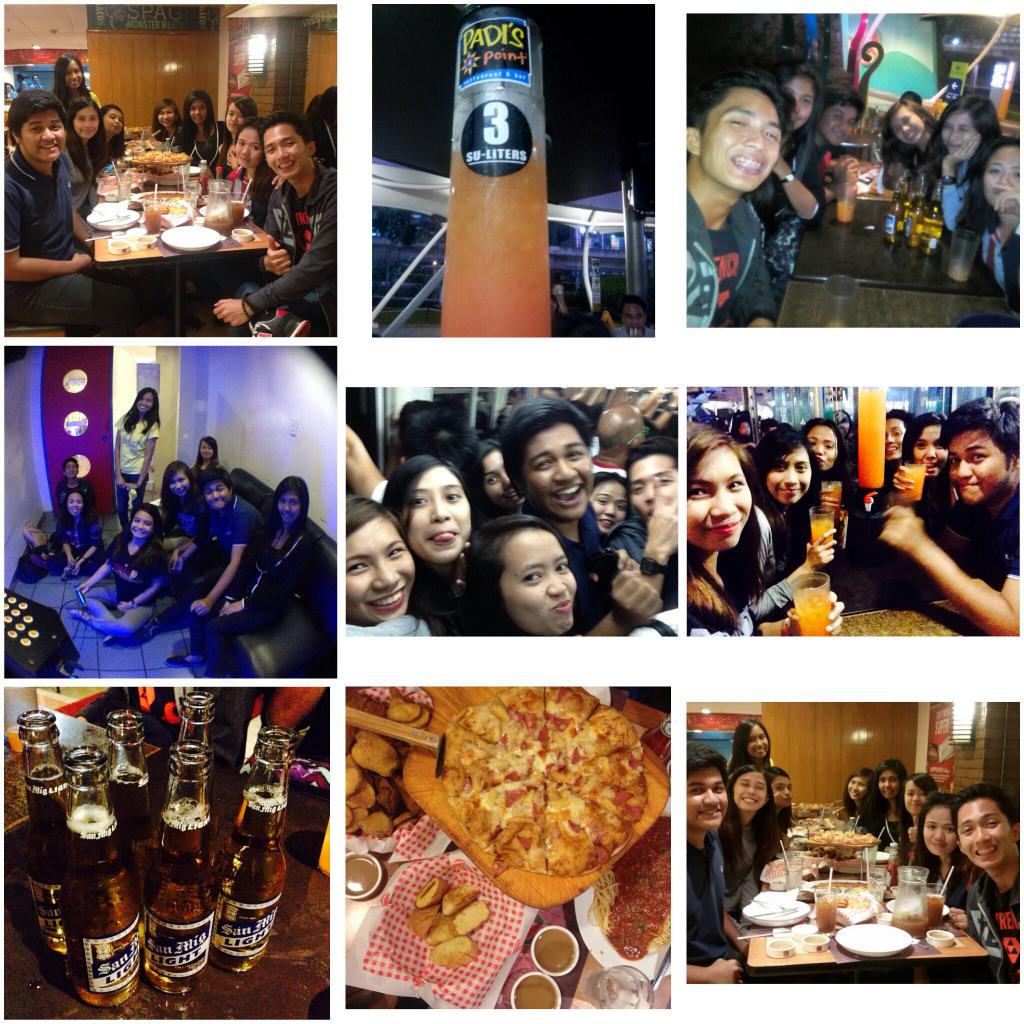 cristiangiron05's tweet photo. From manila to makati to QC
#tired #semestralbreak #MRT #BnF #celebration #unexpectedBill
#beer #cocktail #friends http://t.co/D4qhDC1Evw