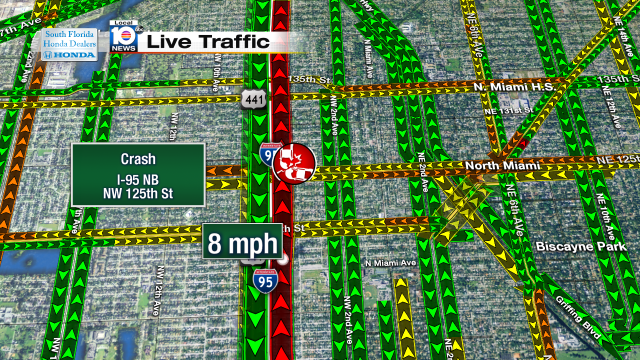 Crash on I-95 NB at NW 125th St. Speeds at 8mph #traffic #miami @JeniseFernandez http://t.co/wSJtbRo7Xy