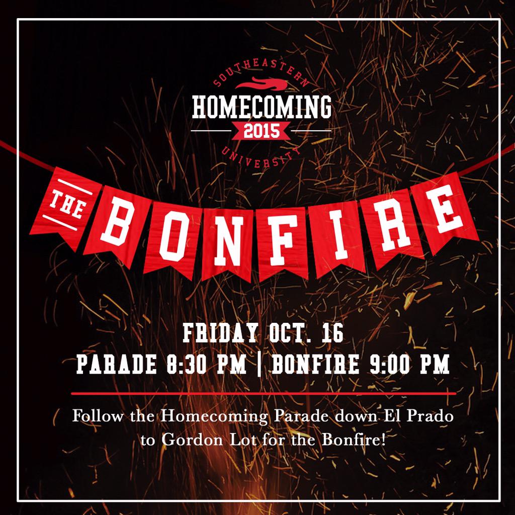 SEU_DSE's tweet photo. Homecoming Weekend is officially here! Be sure to join us for the Parade at 8:30 followed by the Bonfire! #SEUhc15 http://t.co/81nUJUywhx