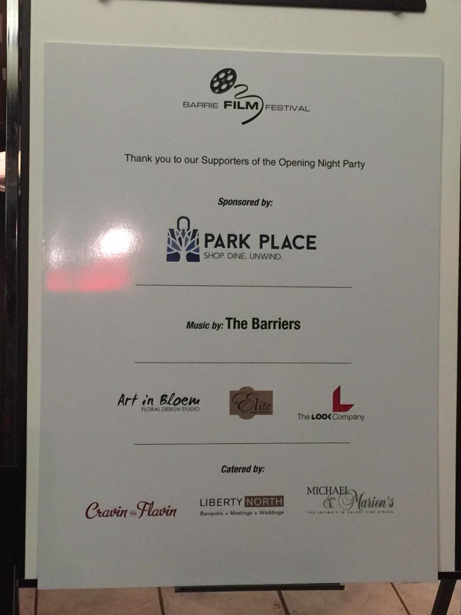 BarriersBarrie's tweet photo. Great sponsors for local talent and film! #biff18 http://t.co/l5Biw0yZAE