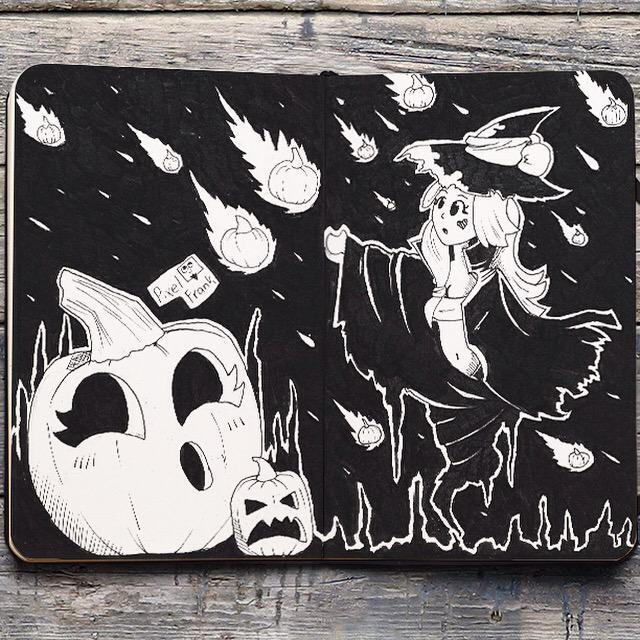 ThePixelFrank's tweet photo. Raining Pumpkins. 

#illustration #doodle #drawing #pumpkin #halloween #inktober #inktober2go #inspiremecrate #12 http://t.co/eSMVFr37rP